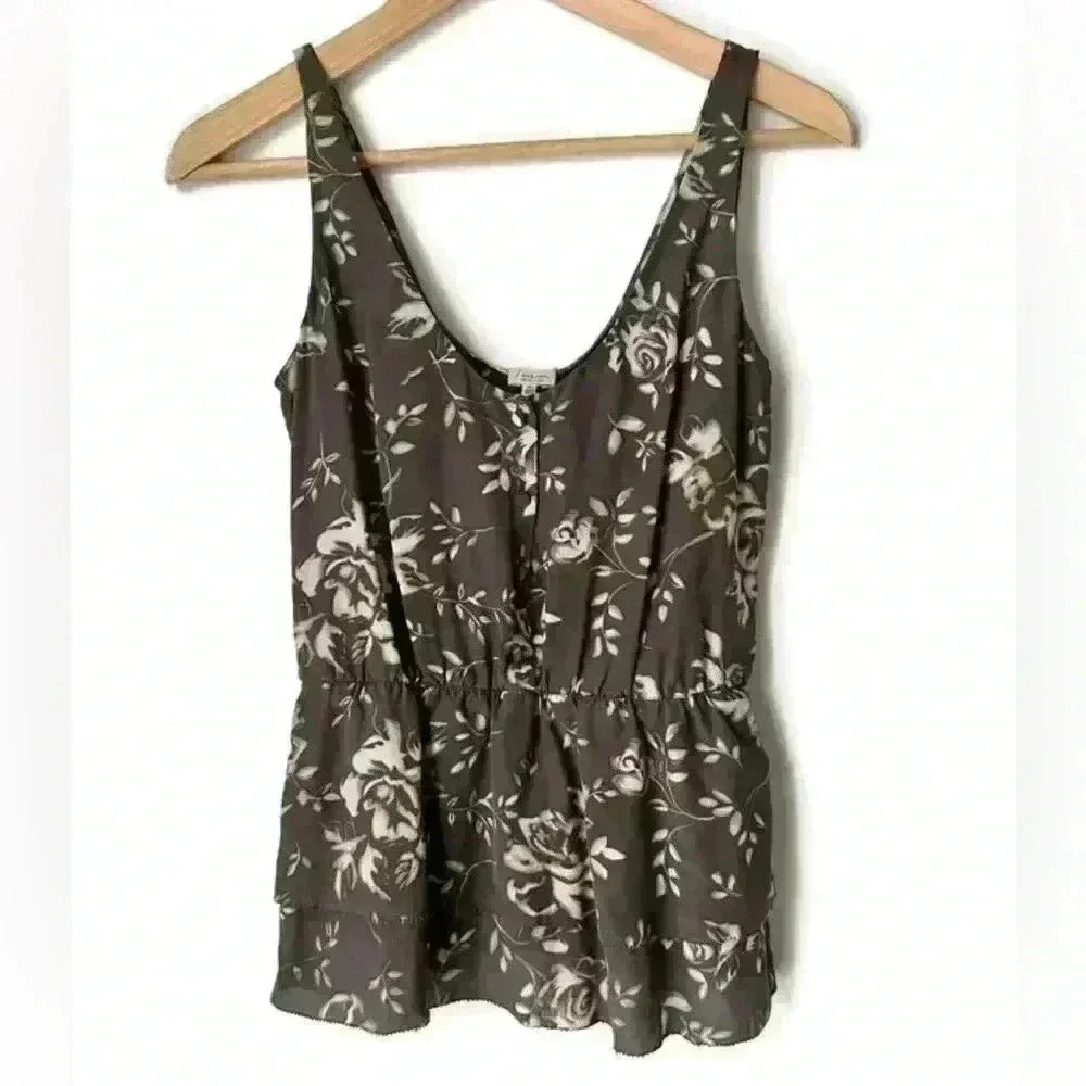 Babaton Aritzia Womens Brown Floral Silk Romantic Feminine Garden Firl Top XS
